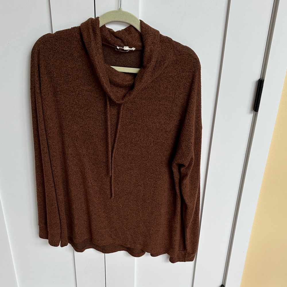 Hem & Thread Chocolate Brown Cowl Neck Sweater Size L